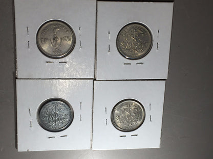 Lot of (4) Bolivia Coins 1 YR Type BU 1936, 1937, 1939, 1942 SEE PHOTOS