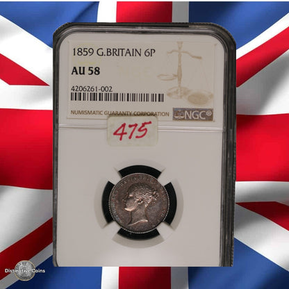 Great Britain 1858 6 Pence NGC AU58