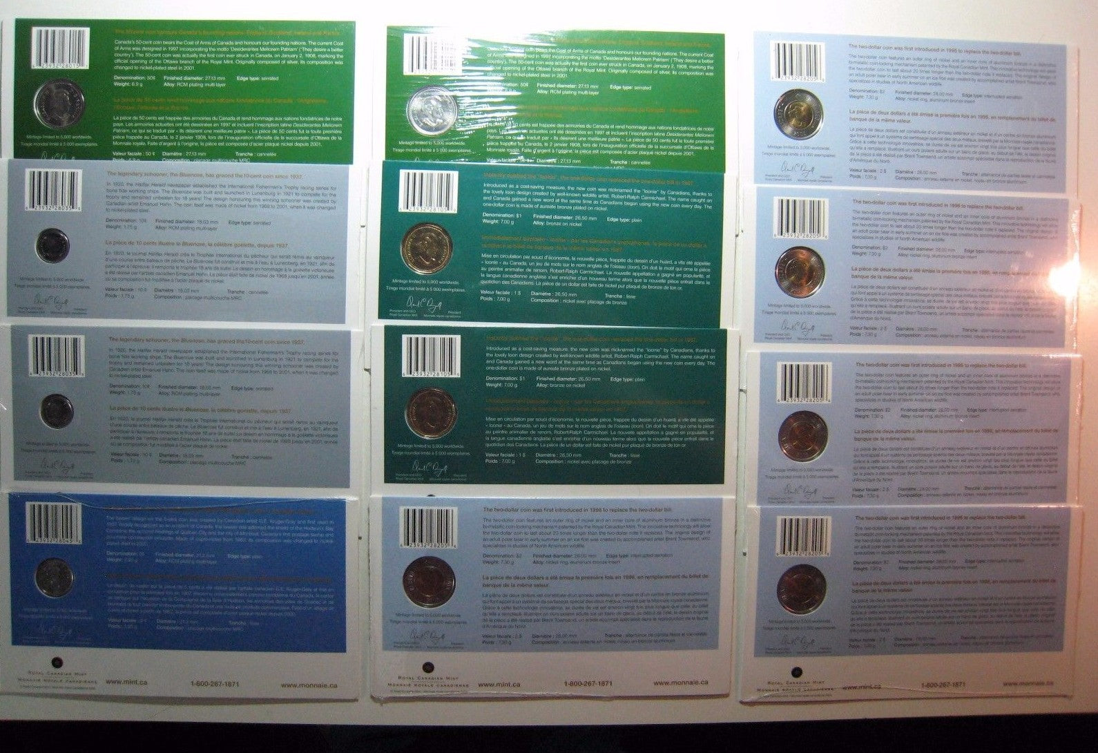 Lot of 12 Canada 2005 First Day Coinage Strikes in Holder