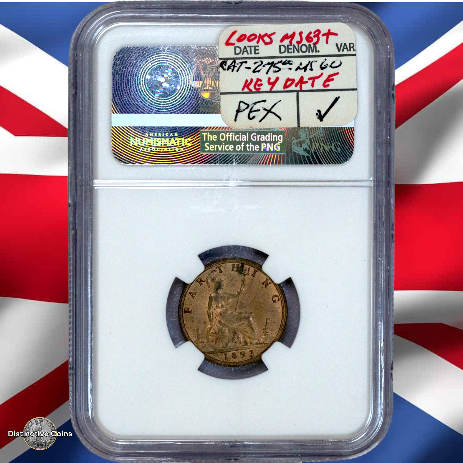 Great Britain 1892 Farthing NGC Unc details - GBS054
