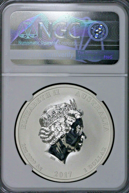 Australia 2017 P Silver Dragon & Phoenix Mirrored Gap Mint Error NGC MS70  S672