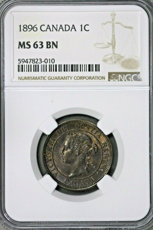Canada 1896 1 Cent NGC MS 63 BN S525