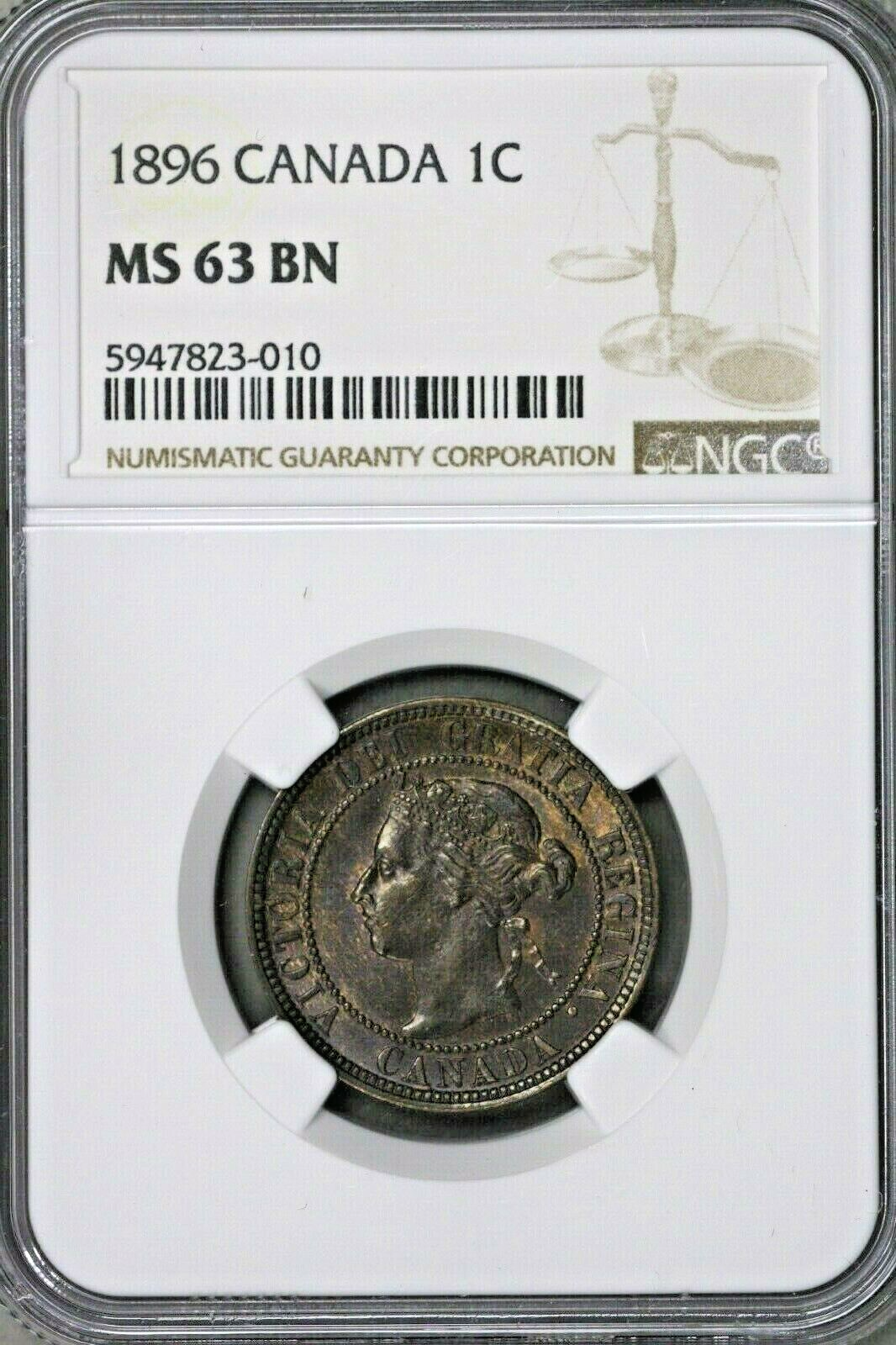 Canada 1896 1 Cent NGC MS 63 BN S525