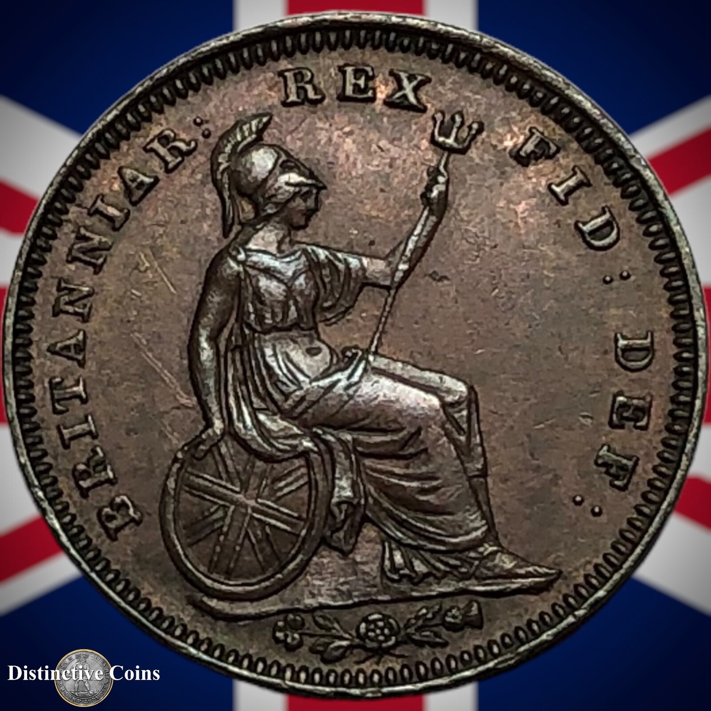 Great Britain 1827 Third Farthing 1/3 Penny GB3006