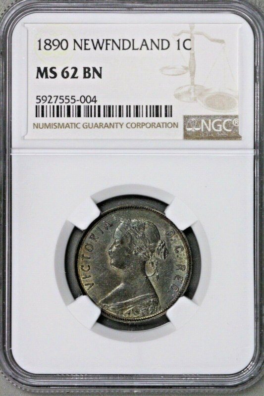 Canada 1890 Newfoundland 1 Cent NGC MS 62 BN    S394