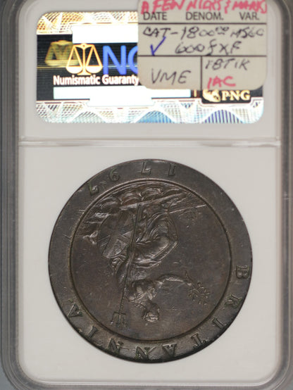 Great Britain 1797 2 Pence K-616 NGC AU Details Edge Damage Scratches