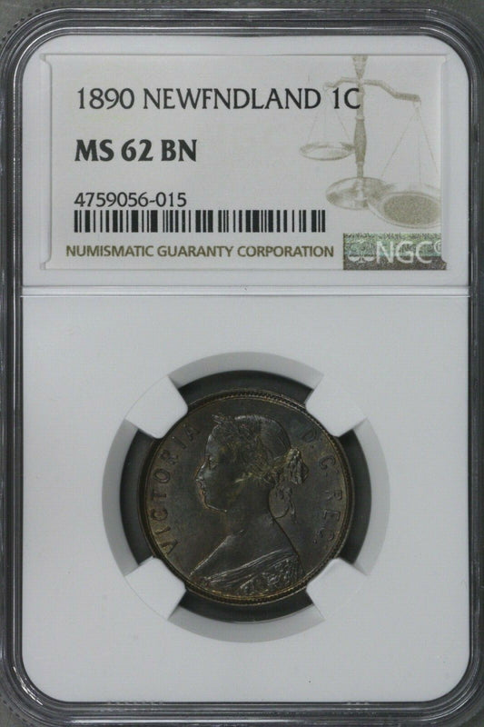 Canada 1890 Newfoundland 1 Cent NGC MS 62 BN   S328
