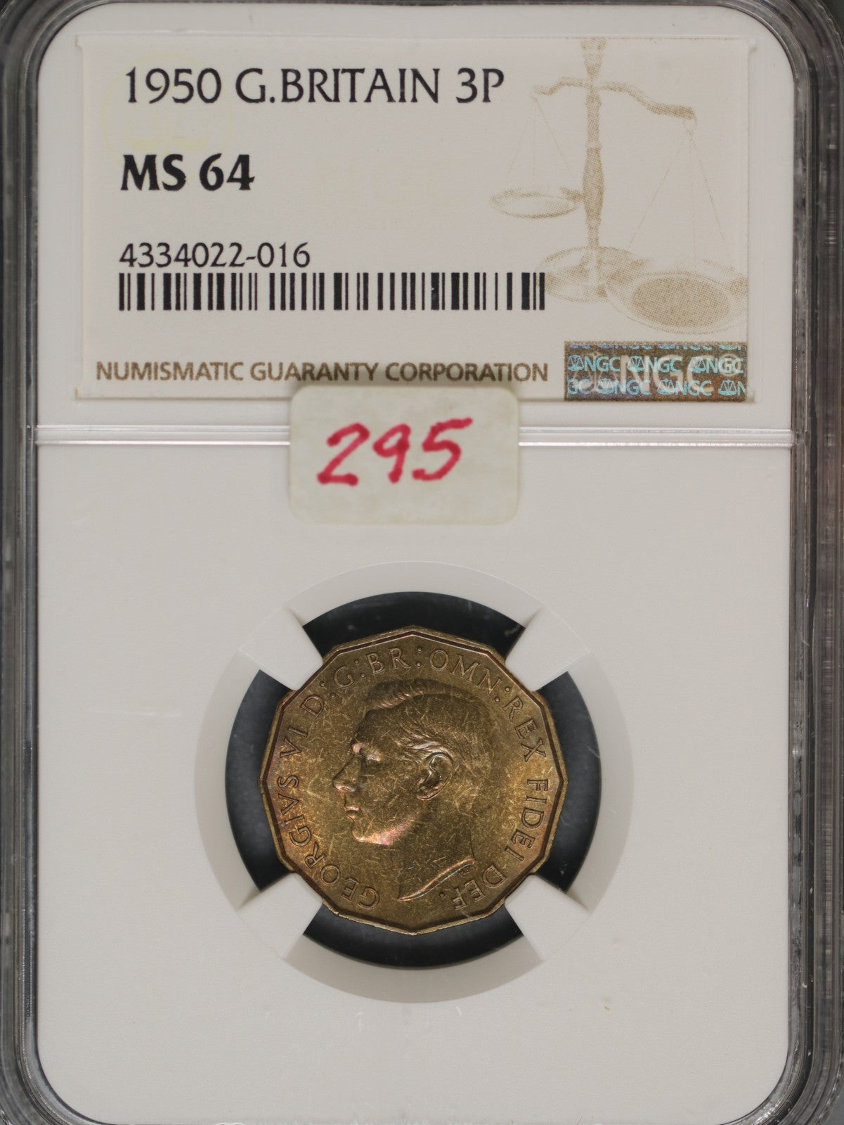 Great Britain 1950 3 Pence K-849 NGC MS64