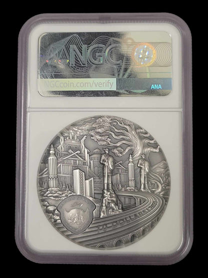 2021 Palau $10 Vikings HR Afterlife-Rites of Passage 2oz. NGC MS70 Antiqued B556