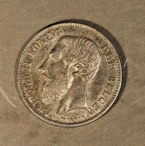 1899 Belgium 50 Centimes High Grade Silver Luster