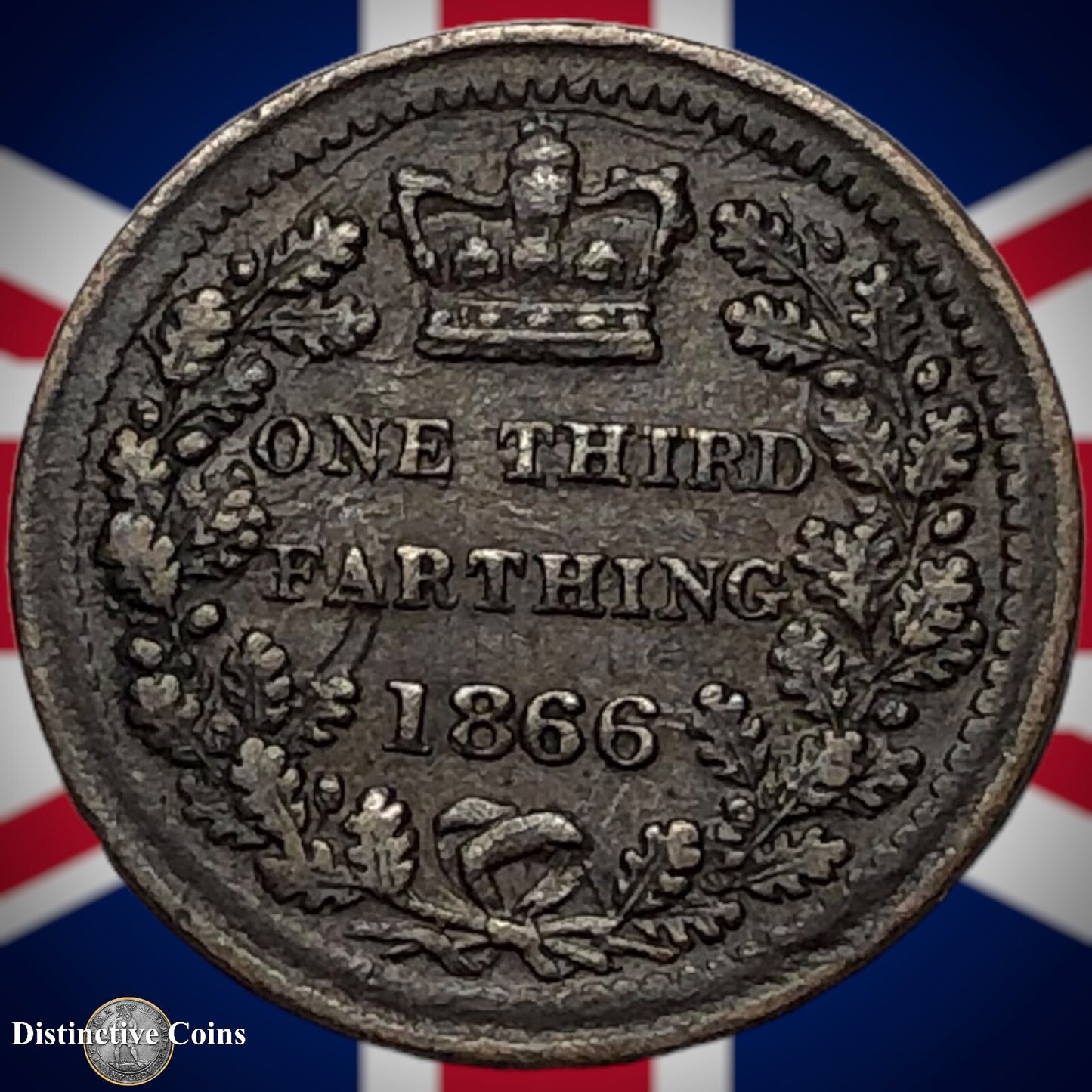 Great Britain 1866 Third Farthing 1/3 Penny GB3012