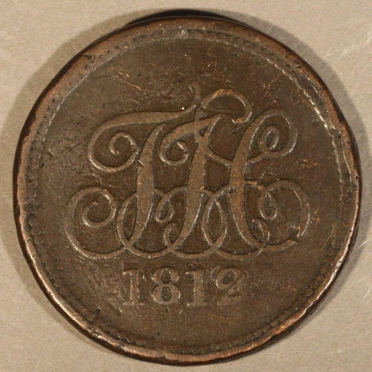1812 Great Britain T J Company One Penny Token, Rare 