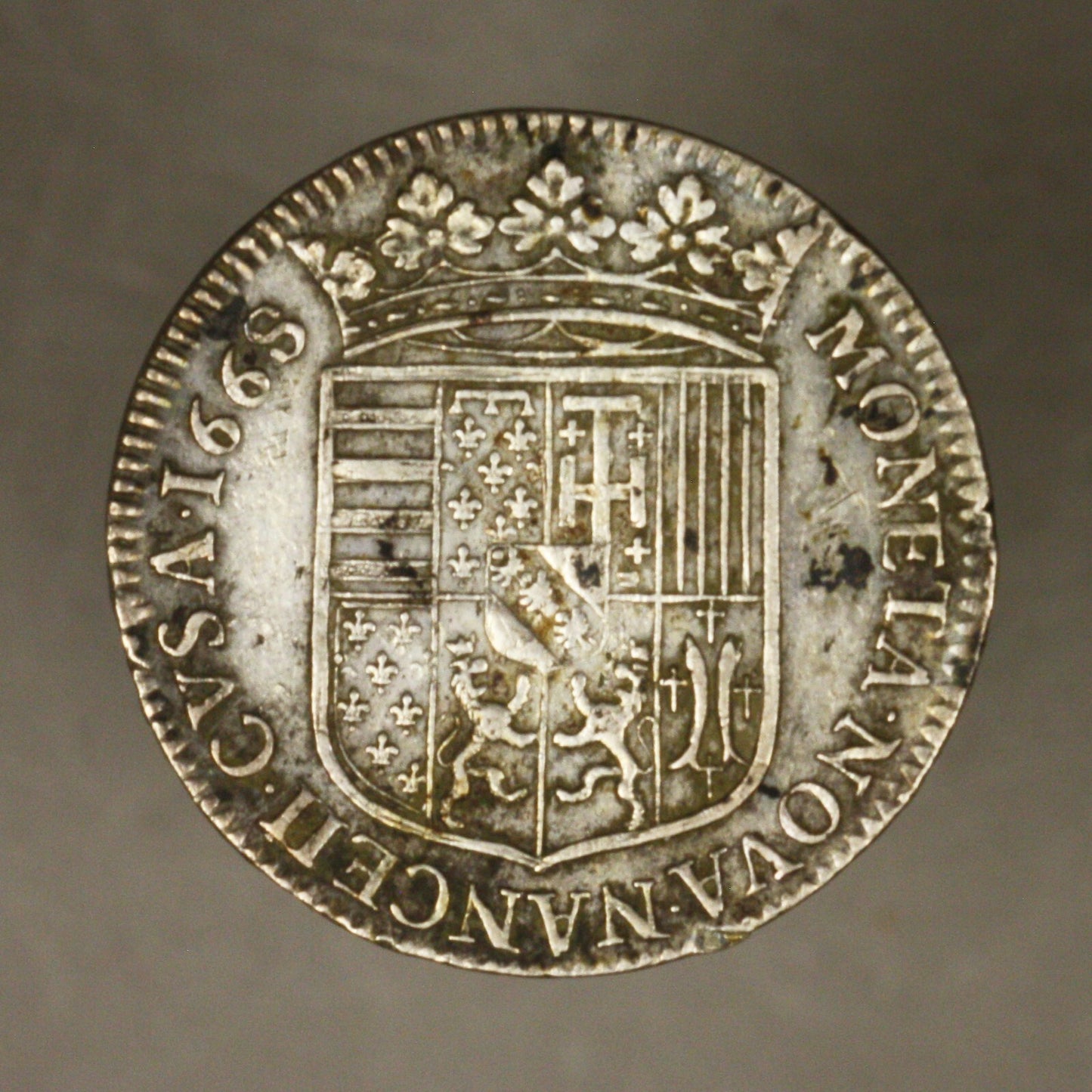 French Lorraine 1668 Teston  Old test cut on rim 