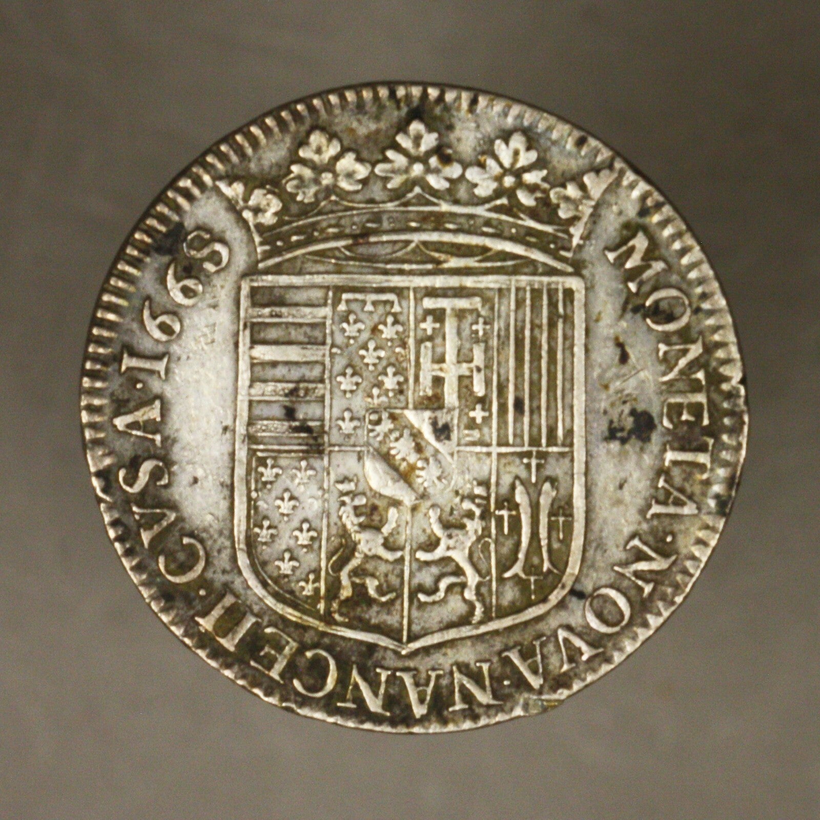 French Lorraine 1668 Teston  Old test cut on rim 