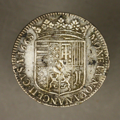 French Lorraine 1668 Teston  Old test cut on rim 