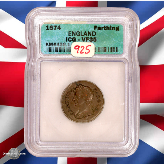 England 1674 Farthing ICG VF35 - GBS003