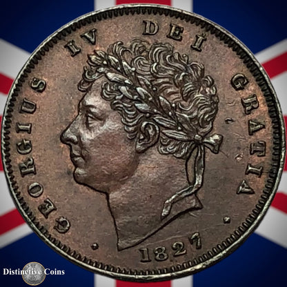 Great Britain 1827 Third Farthing 1/3 Penny GB3006