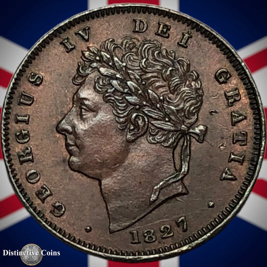 Great Britain 1827 Third Farthing 1/3 Penny GB3006