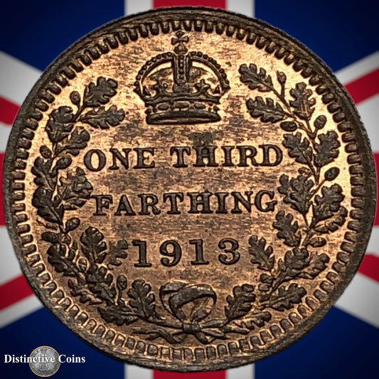 Great Britain 1913 Third Farthing 1/3 Penny GB3038