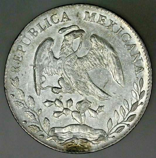 Mexico 1896 Go RS 8 Reales Old Ly Wipe Unc+ A2926