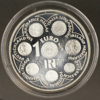 France 2002 1 1/2 Euro Silver Coin  European Union  Proof  