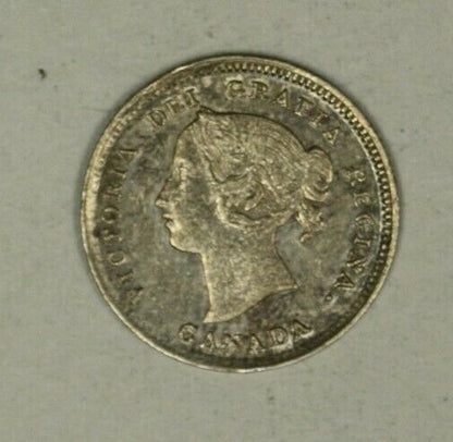 Canada Silver 5 Cents 1893 Toned AU  A2213