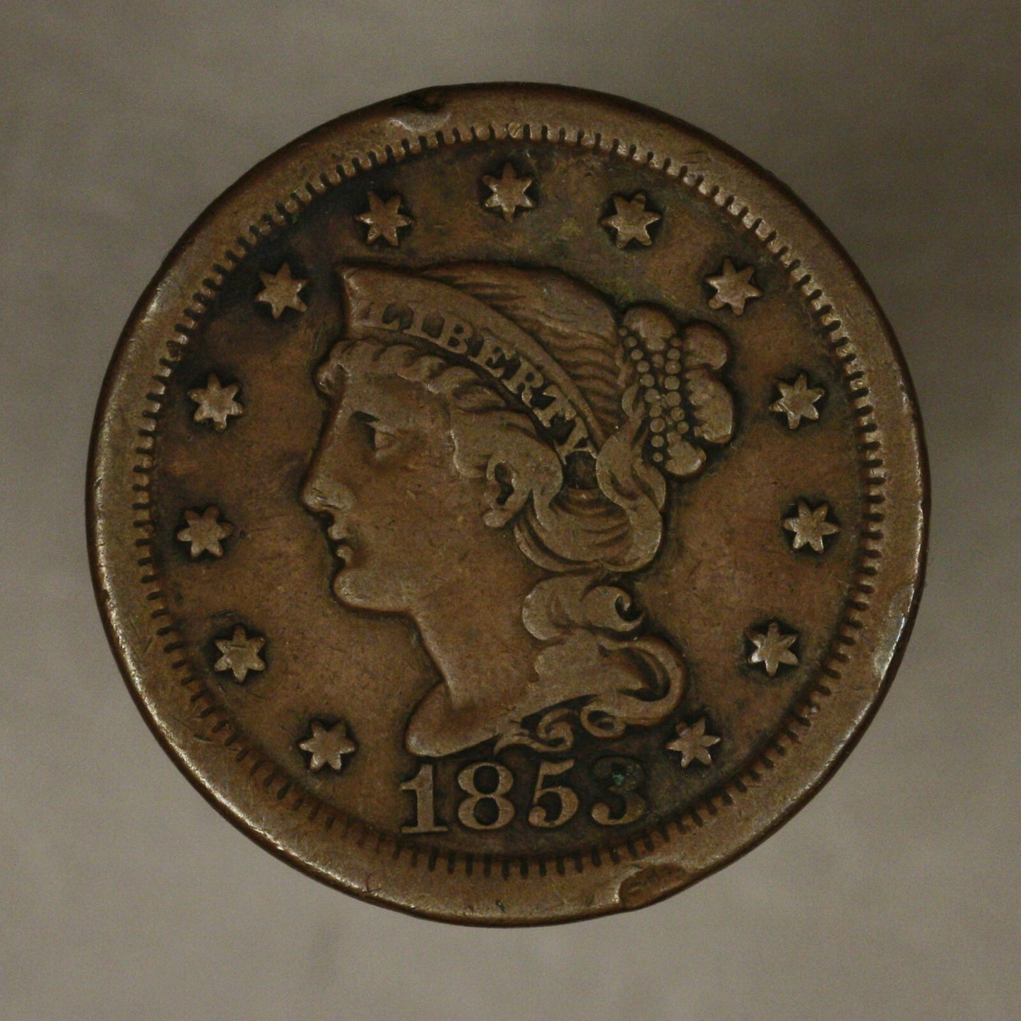 Large Cent 1853 Rim Bumps