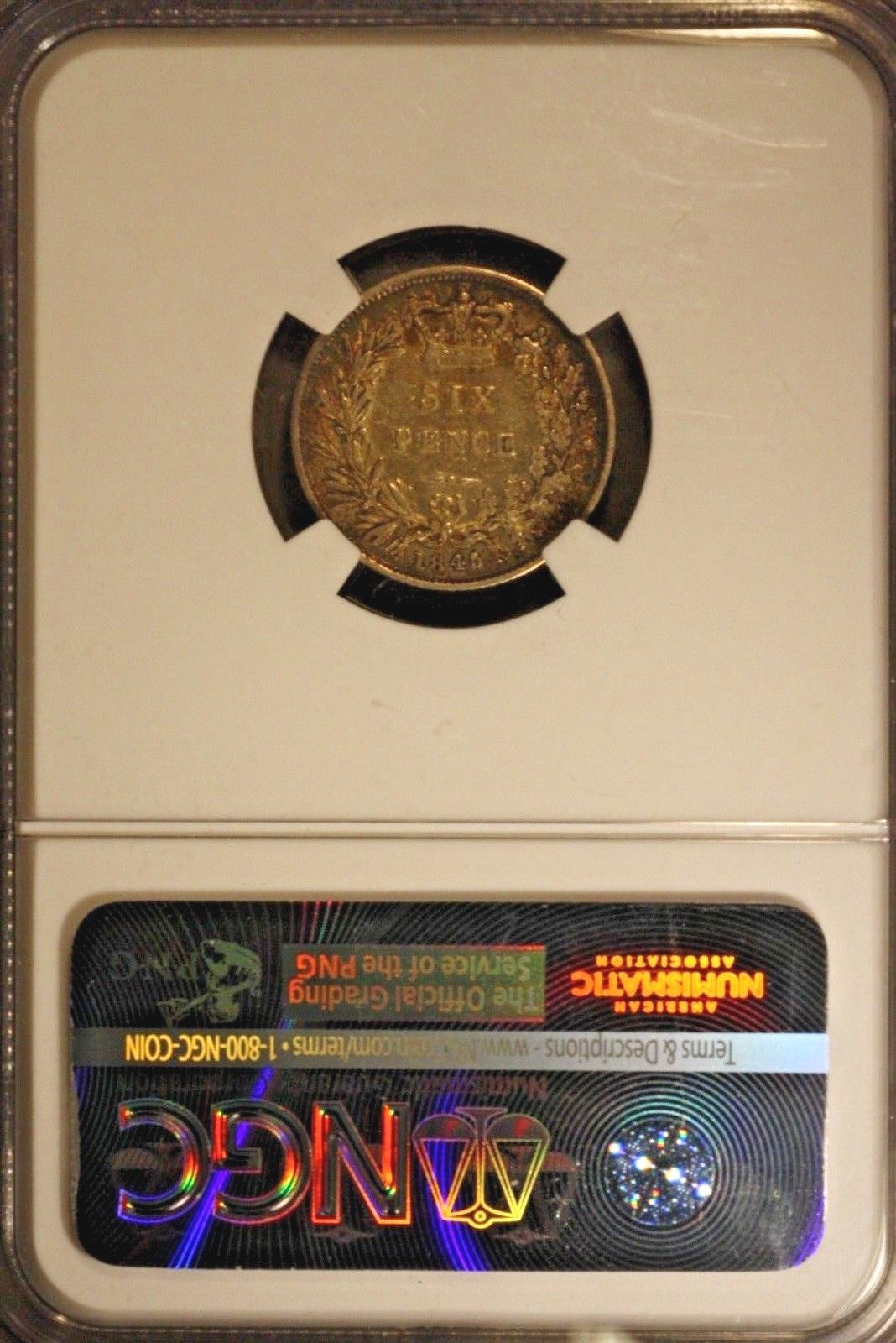 1845 Great Britain 6 Pence  NGC AU Details  