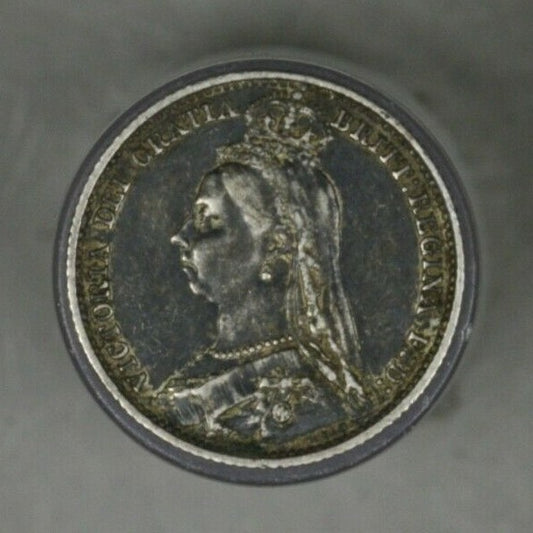 Great Britain 1892 Silver 6 Pence Dark XF  A2578