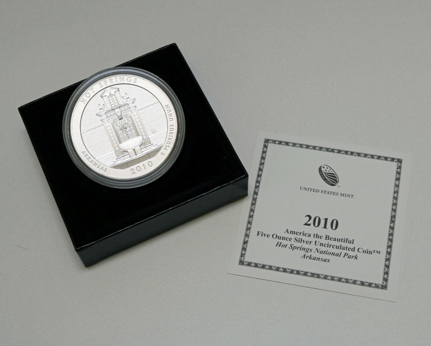 2010 ATB 5oz Silver Quarter Hot Springs Matte Finish w/ Box and COA  B416