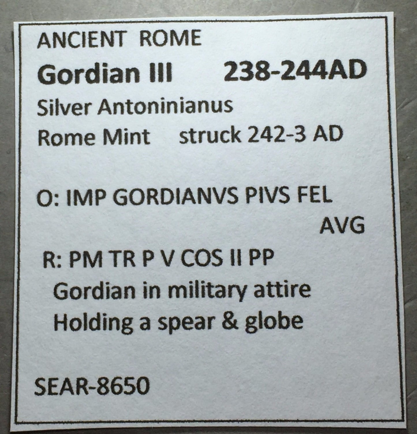 ANCIENT ROME Gordian III 238-244 AD SIlver Antoninianus Rome Mint   #A220