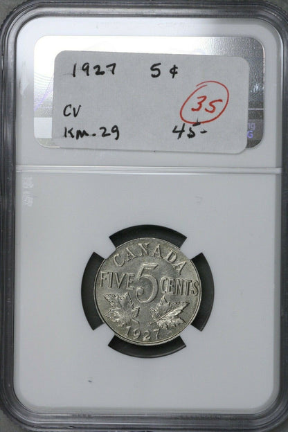 Canada 1927 5 Cents NGC AU 58 S552