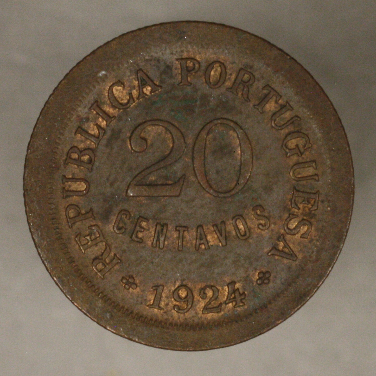 Portugal 1924 20 Centavos brown UNC