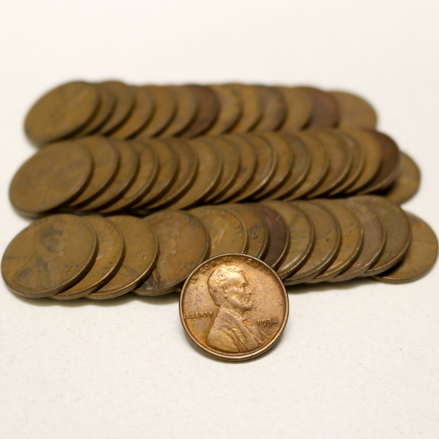 1930's Lincoln Pennies (x45) w/ many mint marks most middle grades F to XF  B130