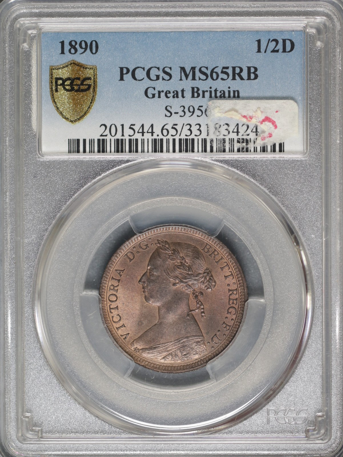 Great Britain 1890 1/2 Penny K-754 PCGS MS65 RB