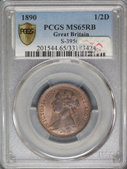 Great Britain 1890 1/2 Penny K-754 PCGS MS65 RB