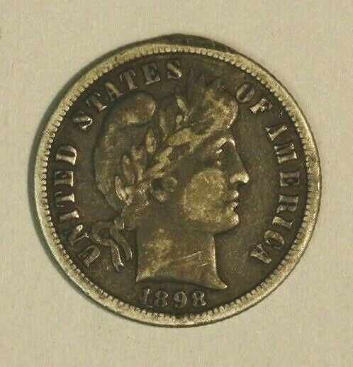 1898 O Barber Dime Silver Circulated Coin Dark Appearance
