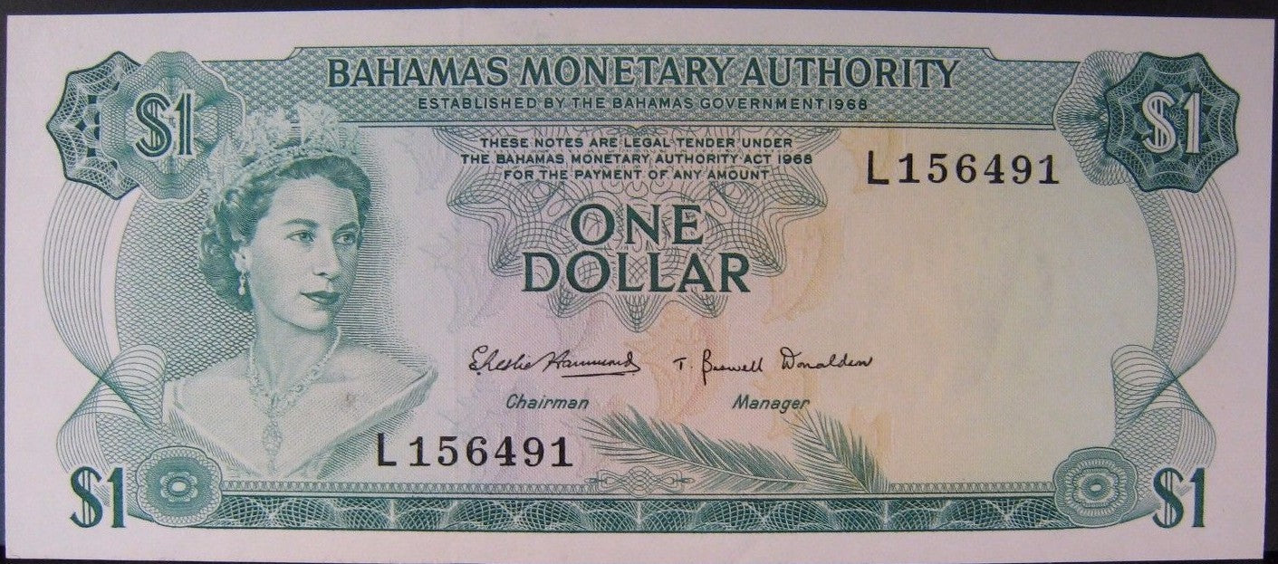1968 Bahamas, Monetary Authority $1 Dollar Note  CU