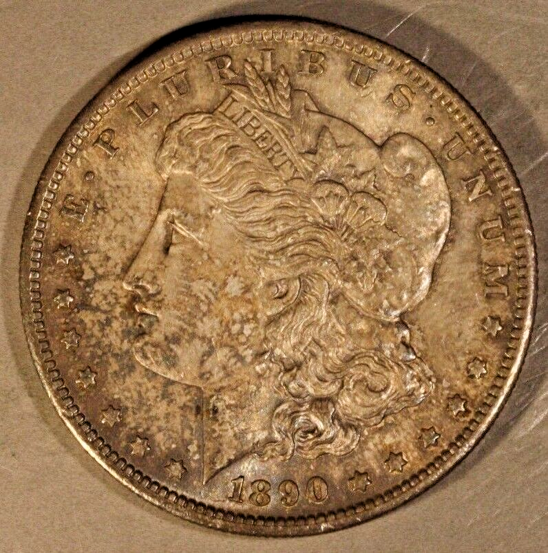 1890 S Morgan Silver Dollar Nice with Blue Tone  