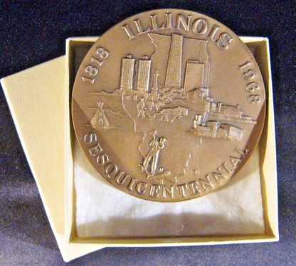 1968 Illinois Sesquicentennial Medallion Brass    