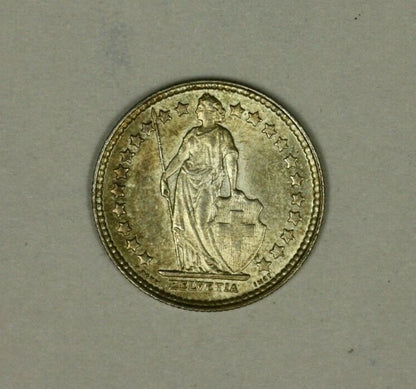 Switzerland   Silver 1/2 Franc 1928 Light Toned  UNC  A1050