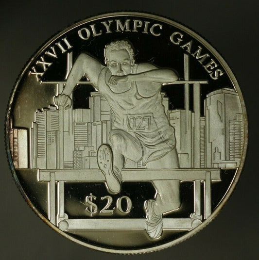 Liberia Silver Crown $20 2000  Olympic Hurdler  Proof  A1864