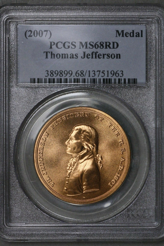 US 2007 Thomas Jefferson Medal PCGS MS68 RD  S517