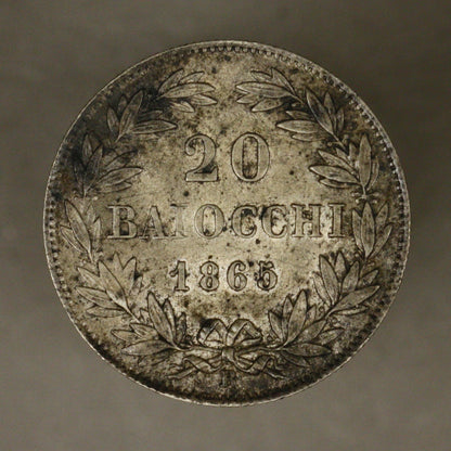 Italy Papal States 1865 R 20 Baiocchi AU