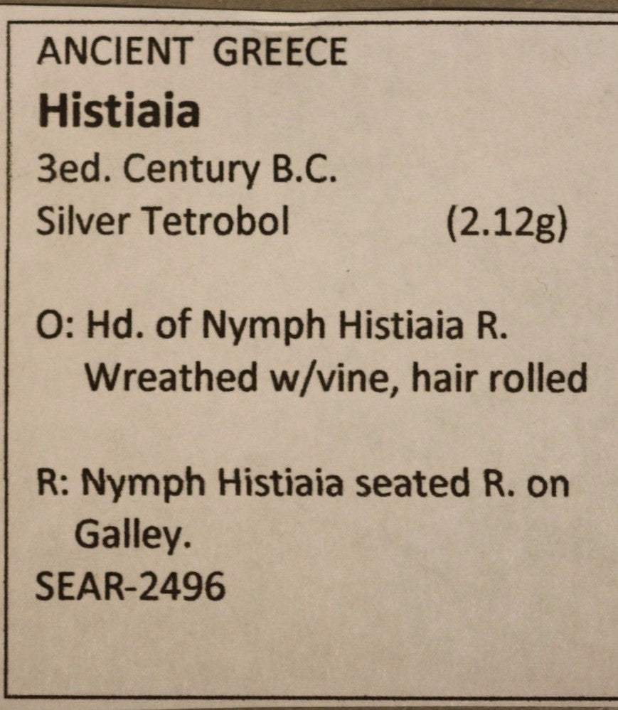 Histiaia 3ed. Century BC Silver Tetrobol Ancient Greece   