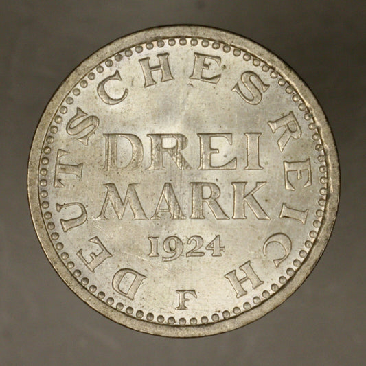 Germany 1924 F 3 Mark Choice BU