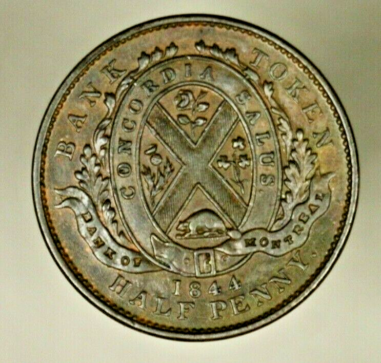 Canada Bank of Montreal 1/2 Penny Token  1844     NICE A1338