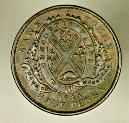 Canada Bank of Montreal 1/2 Penny Token  1844     NICE A1338