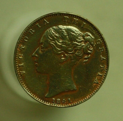Great Britain 1841 Farthing AU Wiped  A274