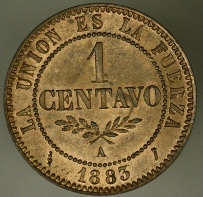 Bolivia Centavo 1883-A  Red-Brown UNC   A2095